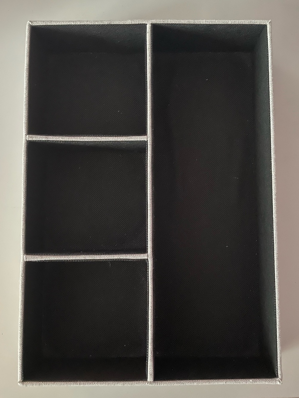 Black Jewelry Drawer Organizer Tray with Grey Trim